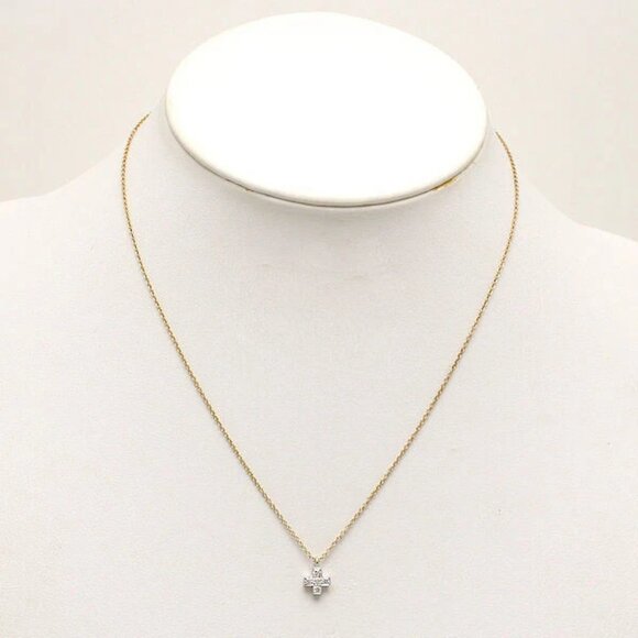 Tiffany & Co. Cruciform Cross Diamond Necklace 16" 18k Yellow Gold 750 & PT950 - Picture 2 of 9